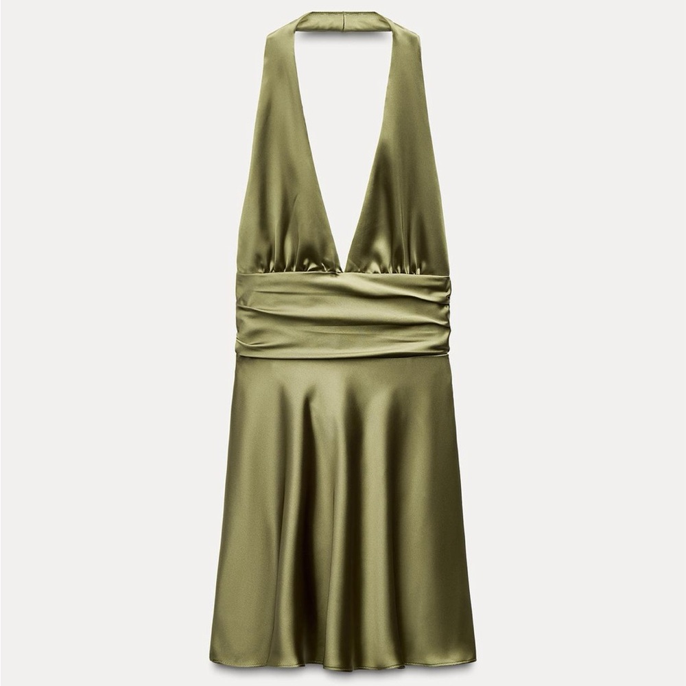NWT Zara satin effect halter dress